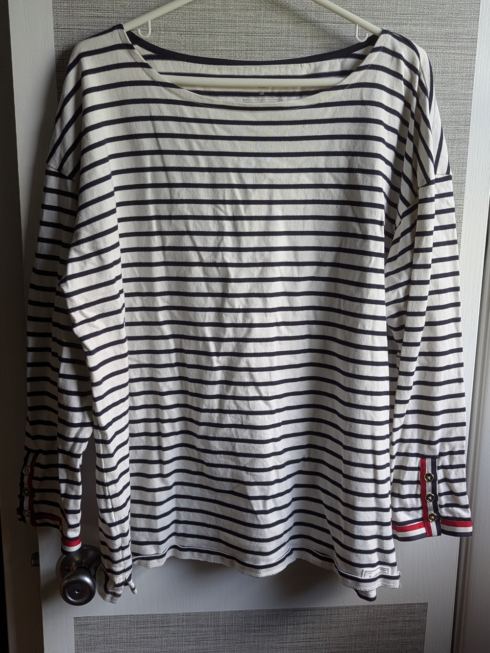 Boatneck Top - White & Navy